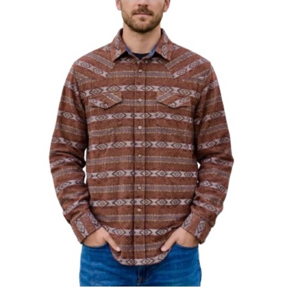 CODY JAMES MEN'S RESOURCE SOUTHWESTERN STRIPED LONG SLEEVE SNAP  SHIRT LARGE